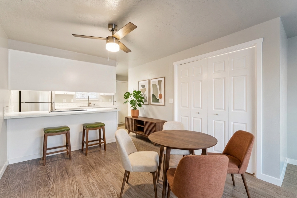 Dining area and kitchen